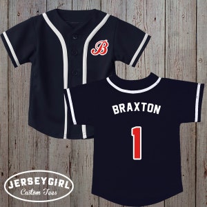Custom Infant/Toddler Navy Baseball Jersey, Customized Baby Baseball Jersey, 1st Birthday Baseball Jersey, Toddler Jerseys, Atlanta Jerseys