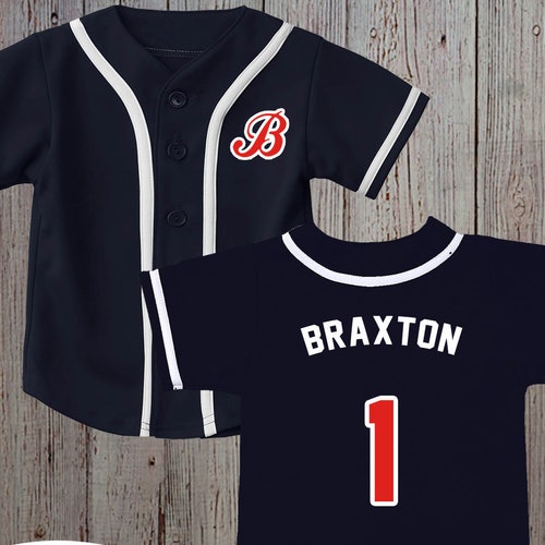 Custom Infant/toddler Navy Baseball Jersey Customized Baby Etsy