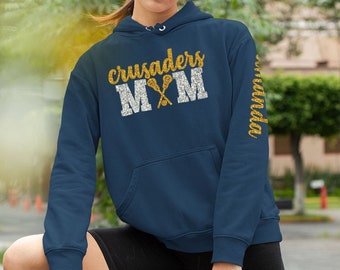 Custom Lacrosse Mom Hoodie, Glitter Lacrosse Sweatshirt with Name & Number, Lacrosse Team Wear