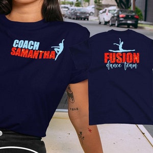 Custom Glitter Dance Coach Shirt with Coach&#39;s Name