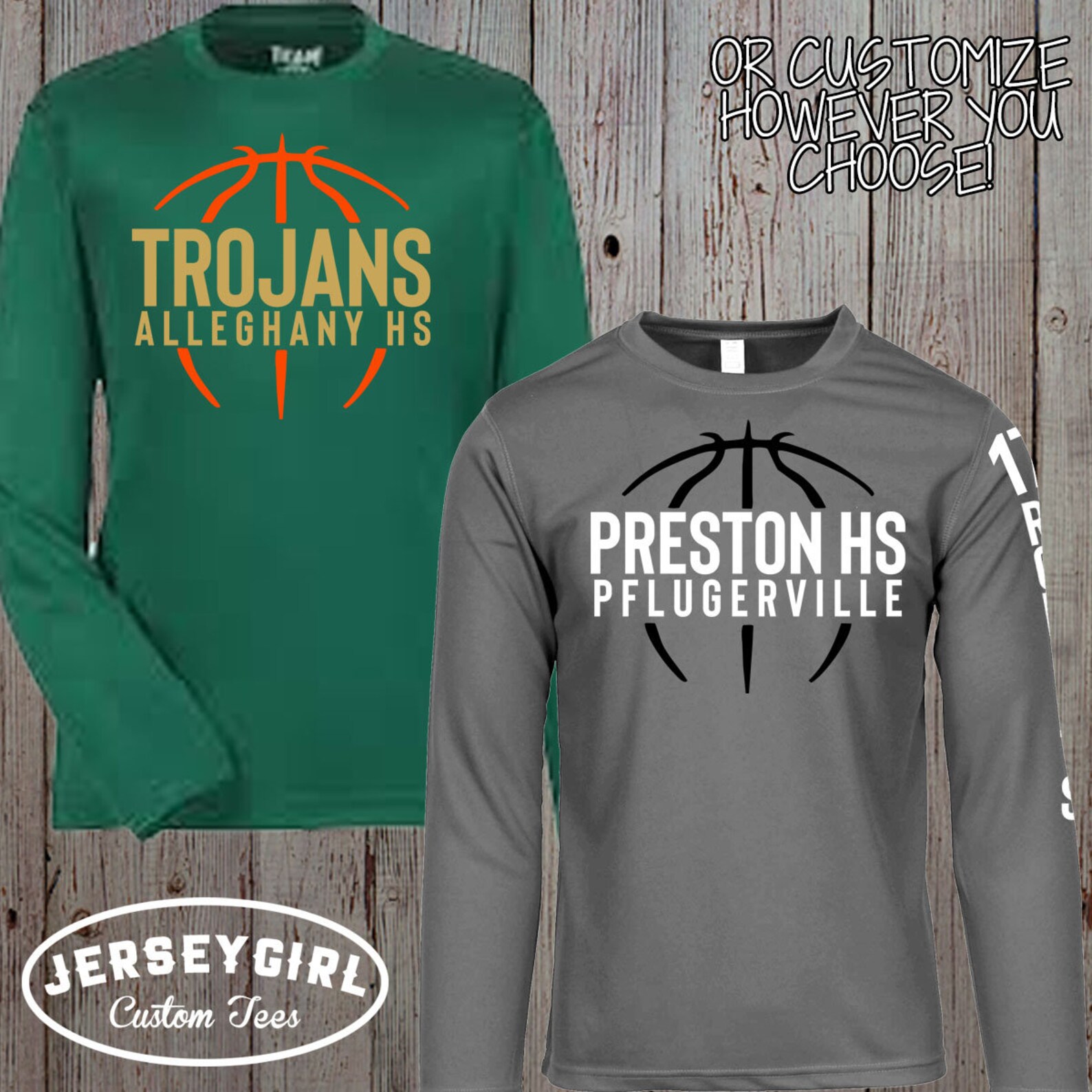 Custom Longsleeve Basketball Shirt Personalized Long Sleeved Etsy
