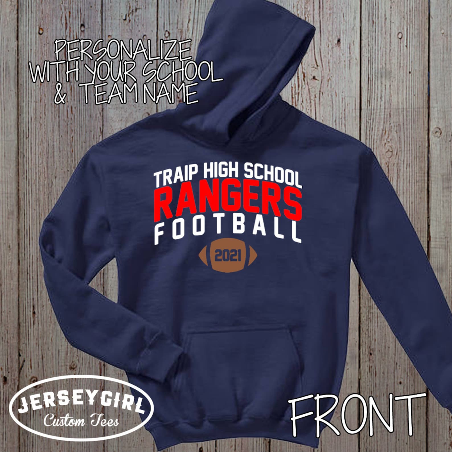 Custom High School Football Hoodie with Name & Number Etsy