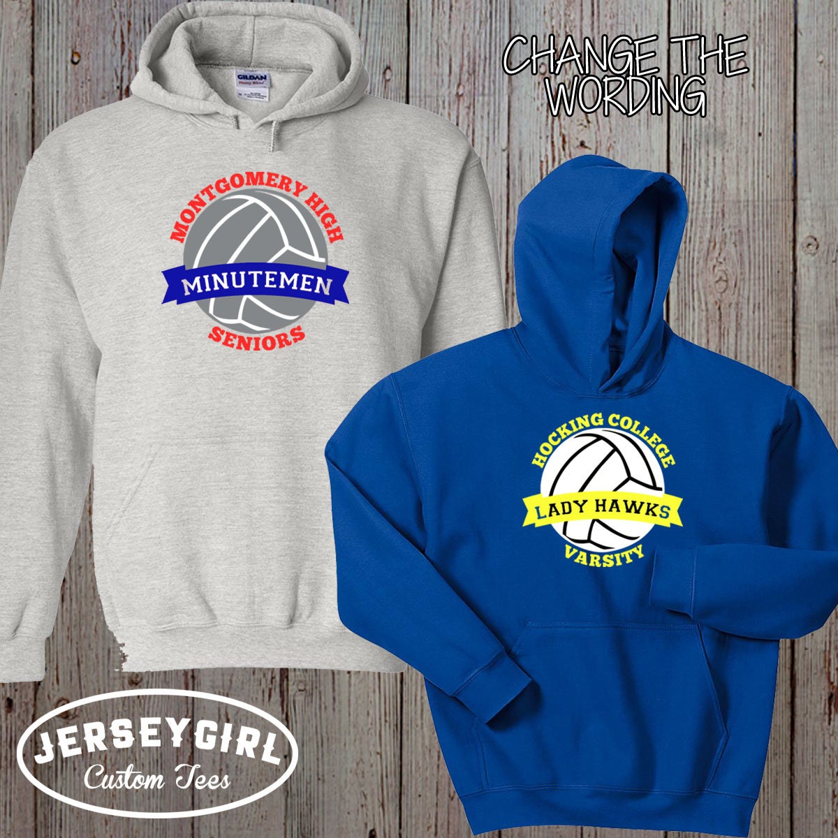 Custom Volleyball Team Hoodie With Name & Number Personalized Etsy