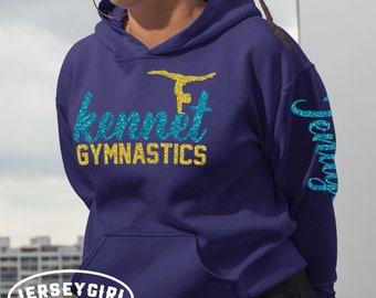 Custom Glitter Gymnastics Sweatshirt with Gymnast's Name