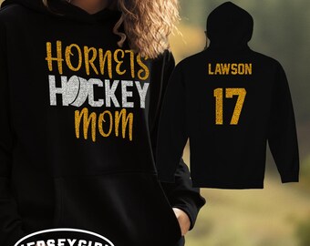Personalized Glitter Hockey Mom Sweatshirt with Name & Number