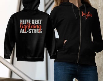 Custom Glitter Cheer Zipper Hoodie