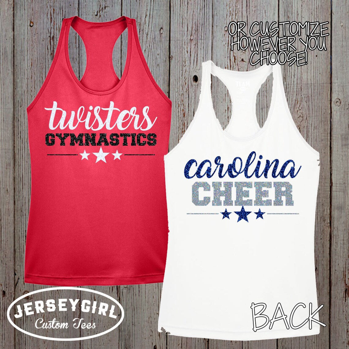 Custom Cheer Practice Tank Top | Personalized Glitter Cheerleading ...