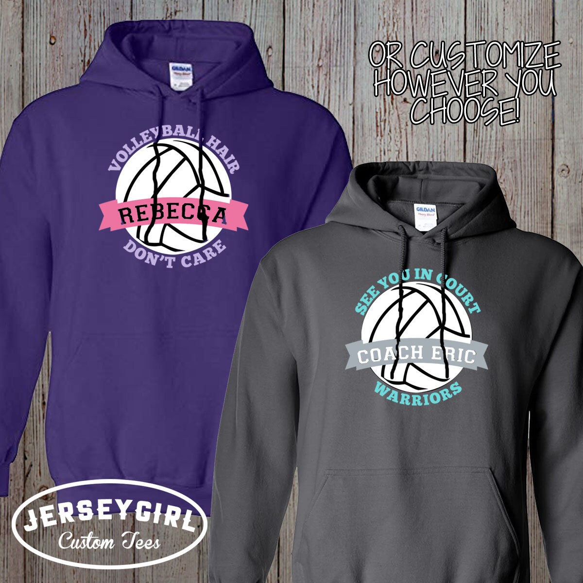 Custom Volleyball Team Hoodie With Name & Number Personalized Etsy