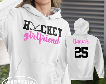 Custom Hockey Girlfriend Hoodie with Player’s Name & Number