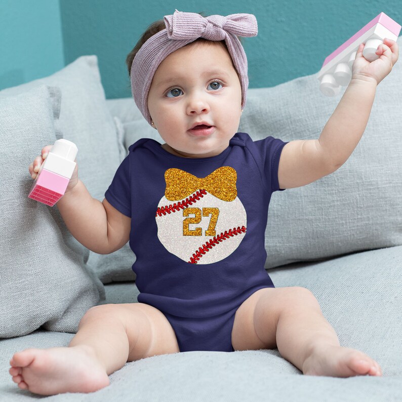 Custom Bling Baseball With Bow Infant Bodysuit Little Sister Etsy
