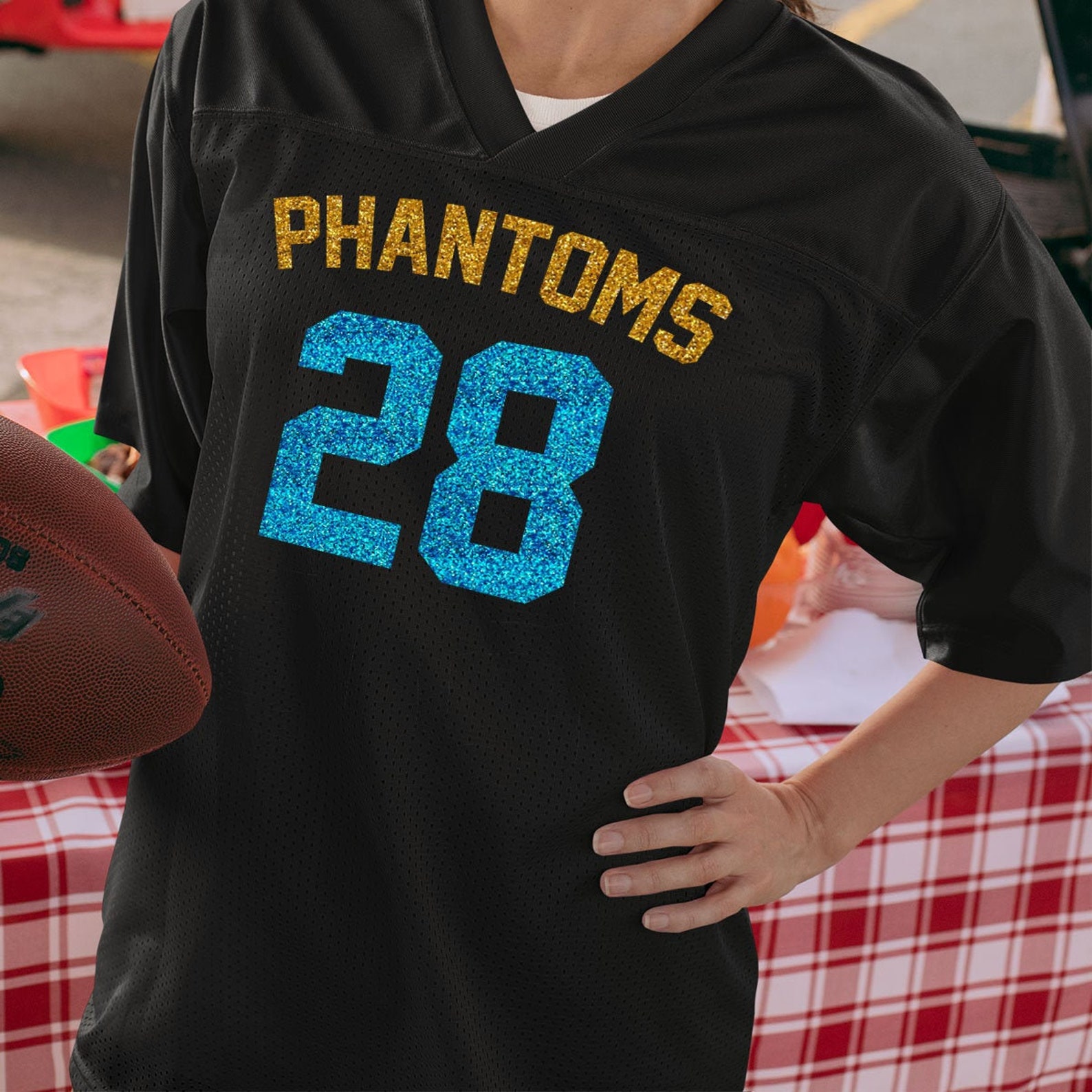 Mom Football Jersey with Bling Custom Glitter Football Mom | Etsy