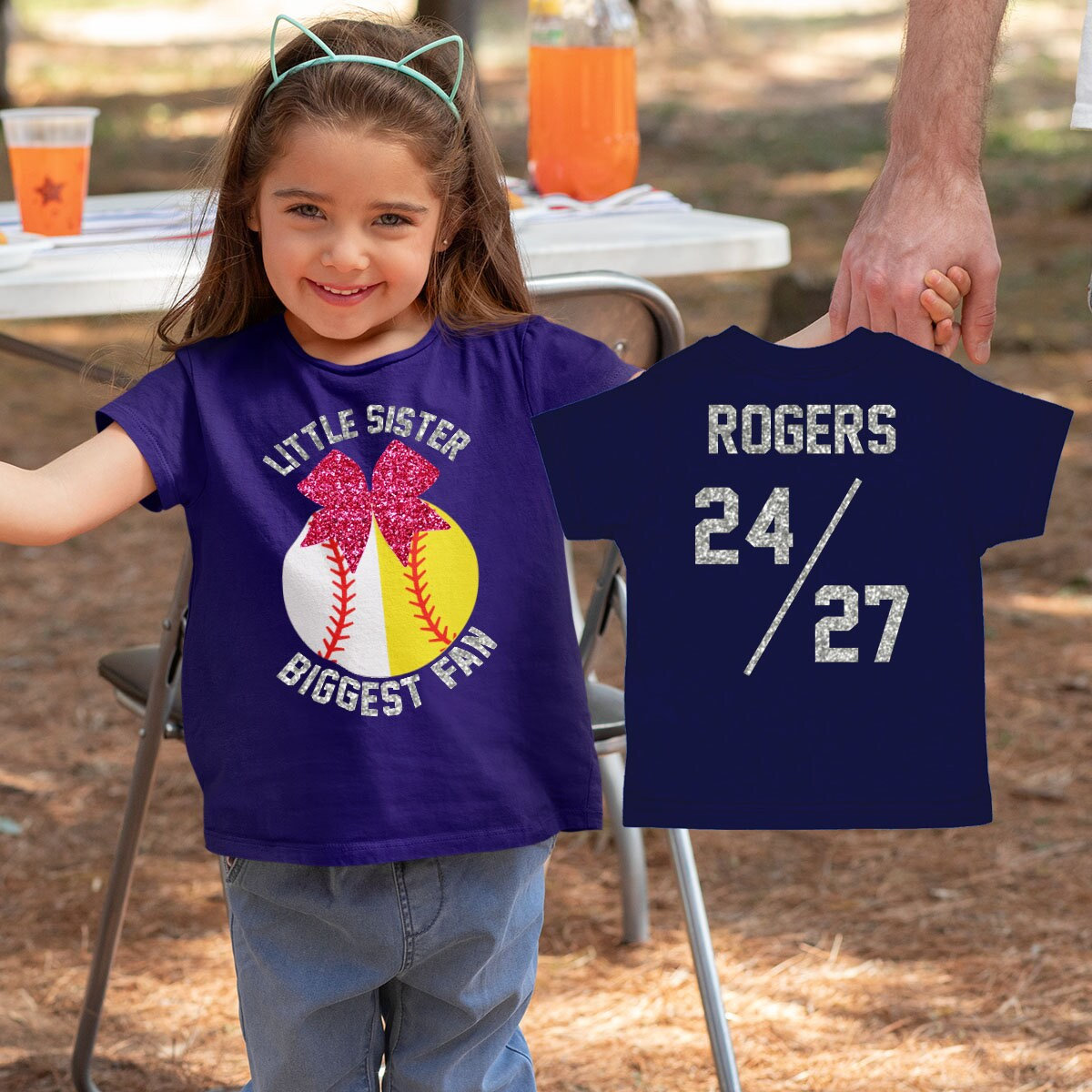 BABYL LVERSE SISTER TEE【XLサイズ】 Softball & Baseball Sister Shirt / Baby Bodysuit With Two Numbers