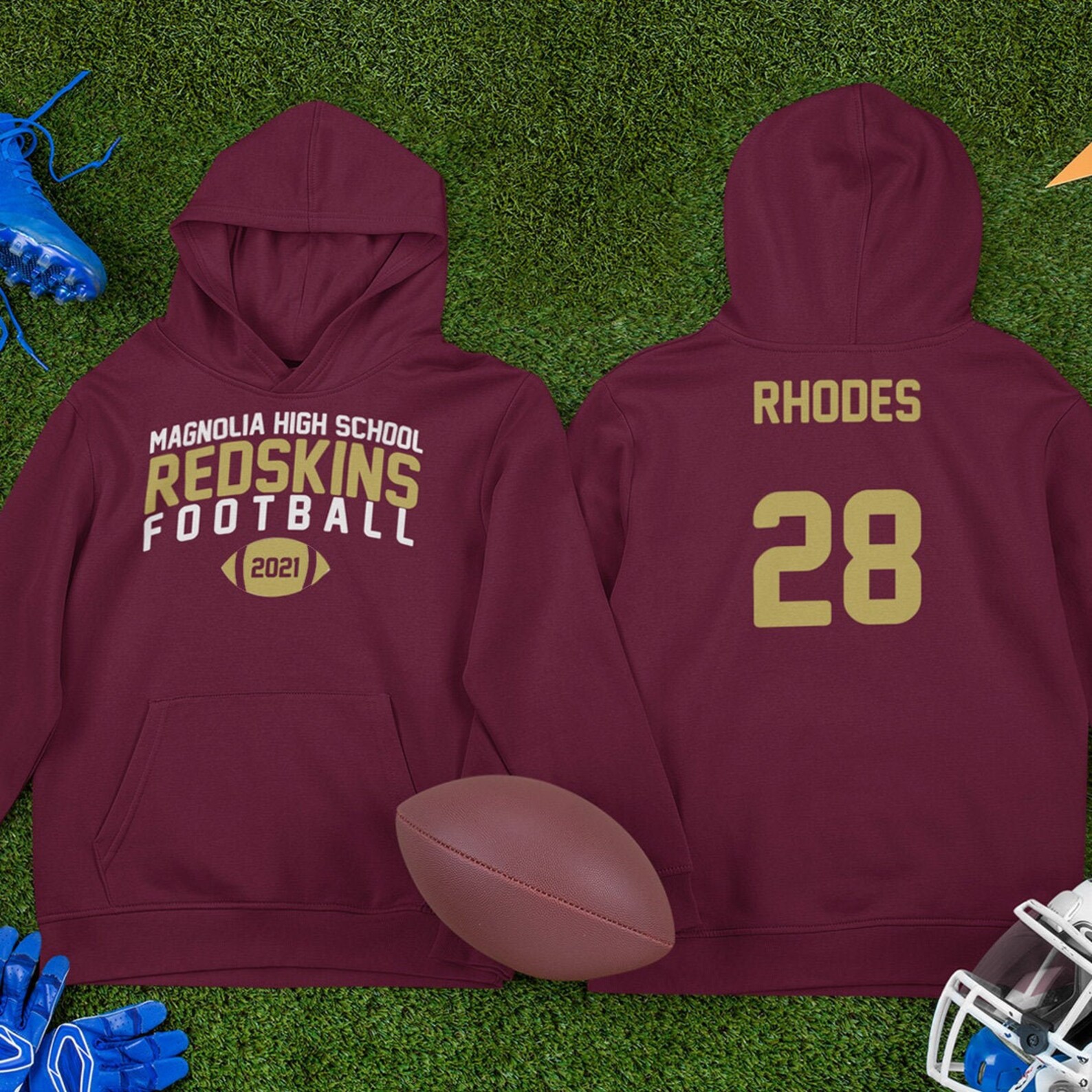 Custom High School Football Hoodie with Name & Number Etsy