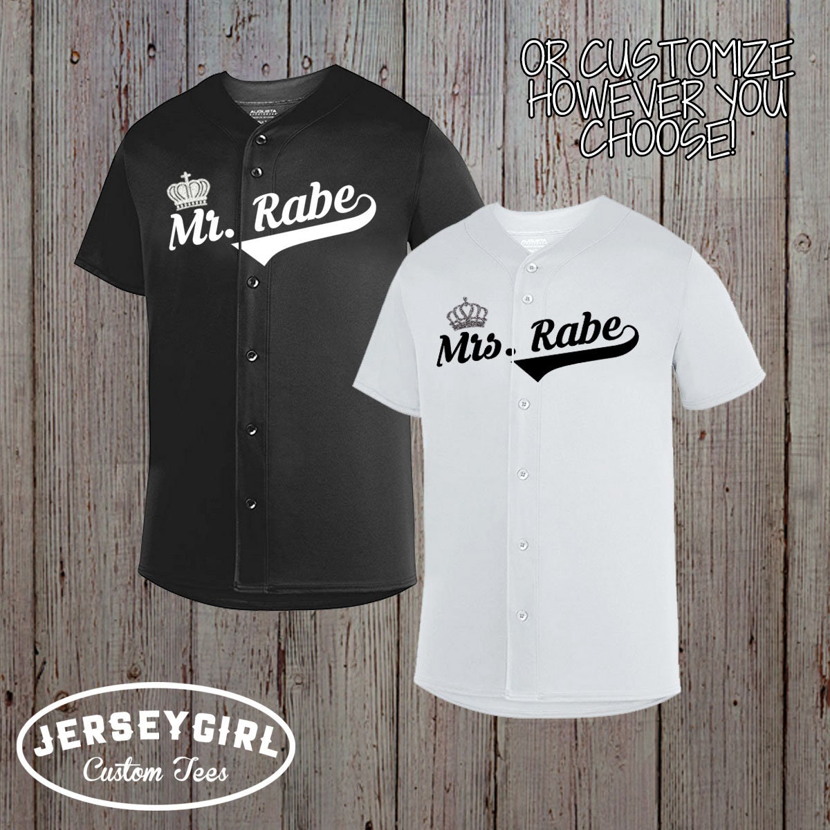 King and Queen Baseball Jerseys, SET OF 2 Custom Couple Baseball Jerseys  With Name & Number, Anniversary Gift for Couples - Etsy