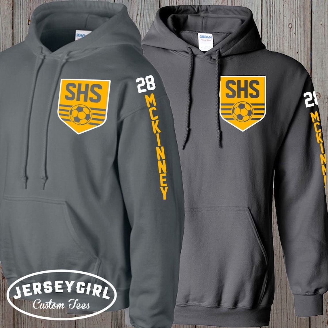 Custom High School Soccer Hoodie with Name on Sleeve Etsy