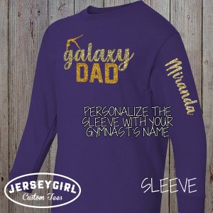Custom Long-Sleeve Gymnastics Mom Bling Shirt with Names on Sleeves, Personalized Long Sleeved Glitter Gymnastics Shirt, Gymnastics Warm-Ups image 3