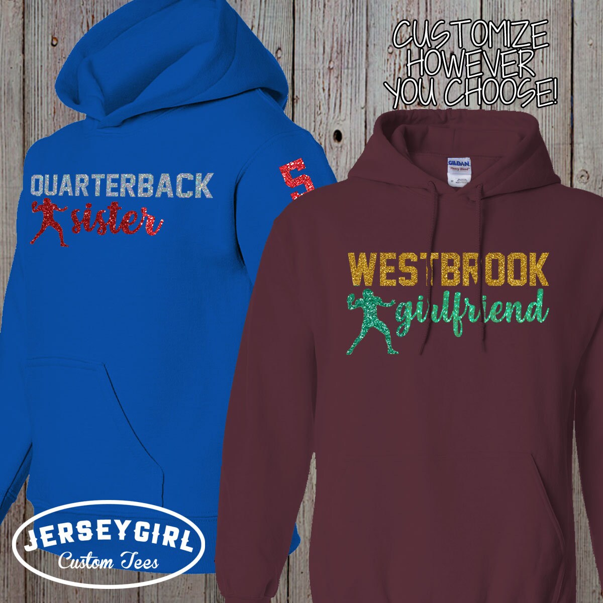 Quarterback Girlfriend Hoodie With Name & Number Personalized Etsy