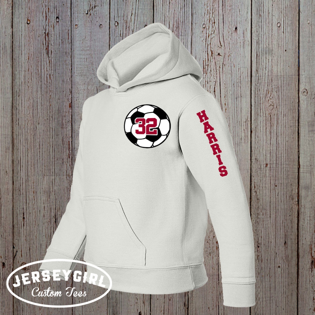 Custom Soccer Hoodie With Number & Name on Sleeve Customized Etsy