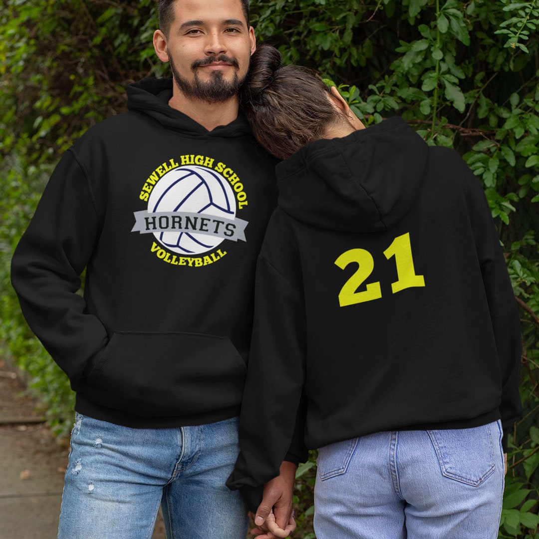 Custom Volleyball Team Hoodie With Name & Number, Personalized Volleyball Pullover, Customized
