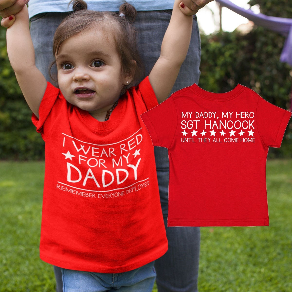 I Wear Red for My Daddy Shirt | Remember Everyone Deployed baby bodysuit/toddler t-shirt, RED Friday shirt