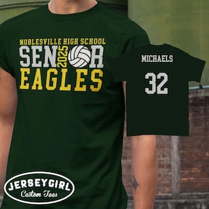 Custom Volleyball Senior T-Shirt | personalized seniors night volley ball t-shirt with name and number