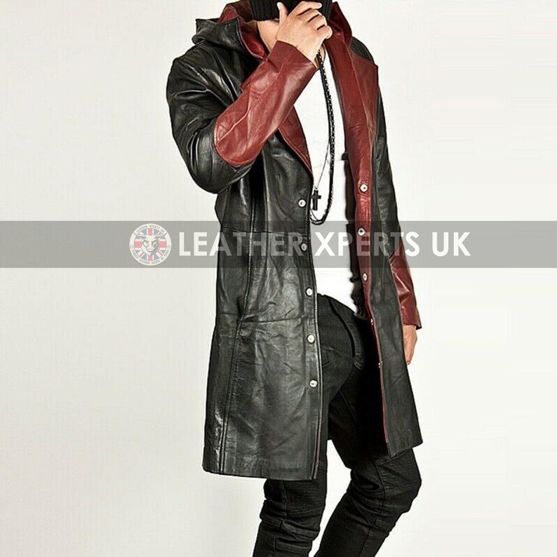 Mens Faux Leather Hooded Gothic Coat Hand Crafted Steampunk Etsy