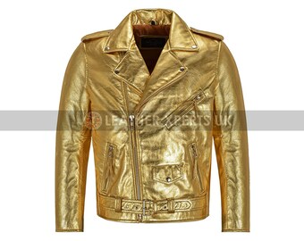 gold faux leather jacket