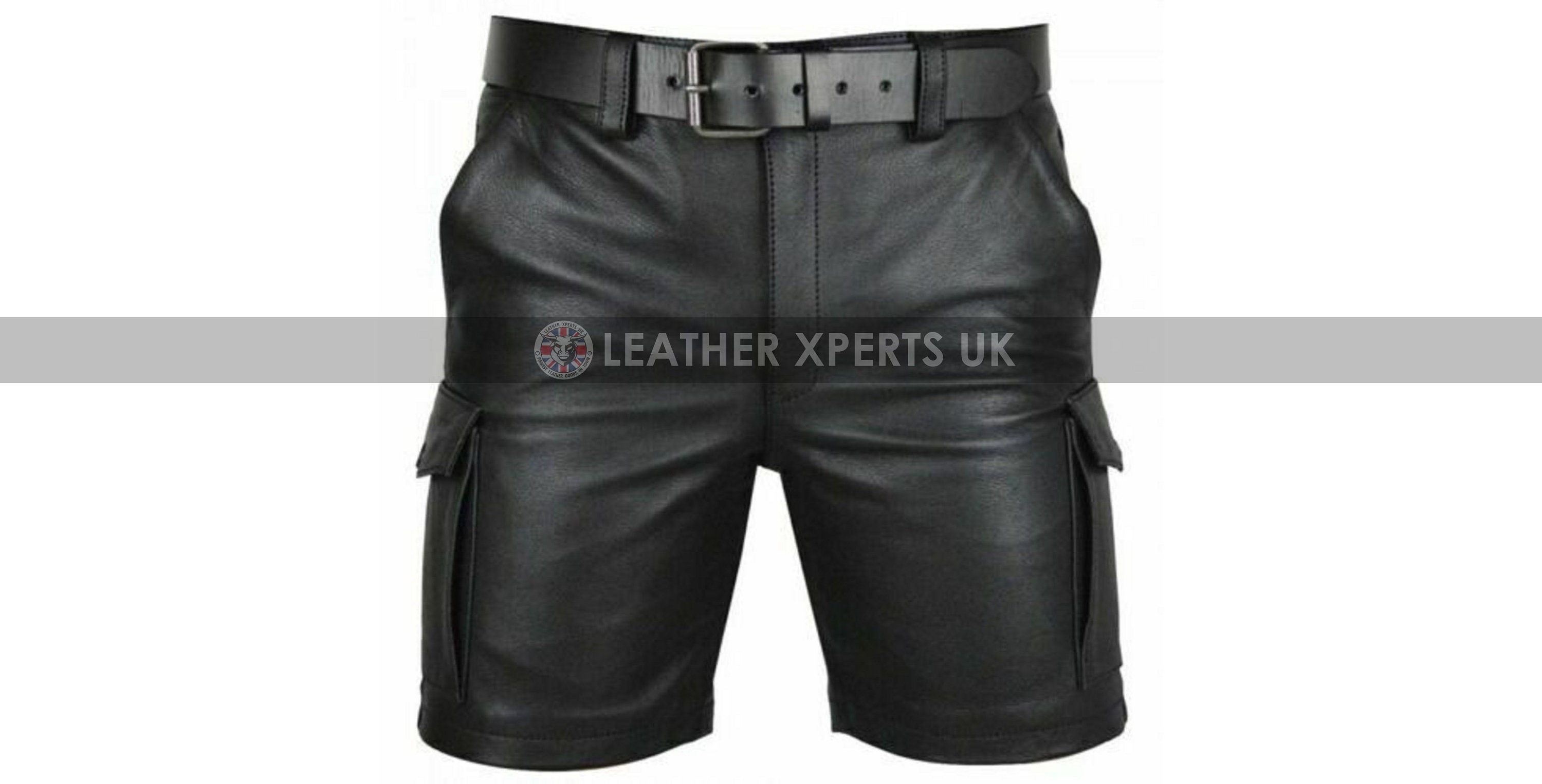 Image of Mens Pu Leather Skin Fit Shorts - Hand Crafted Faux Biker Gift For Men Boxer