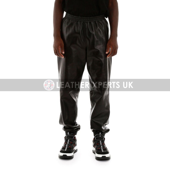 Mens Black Faux Leather Trousers 