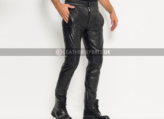 mens leather biker pants