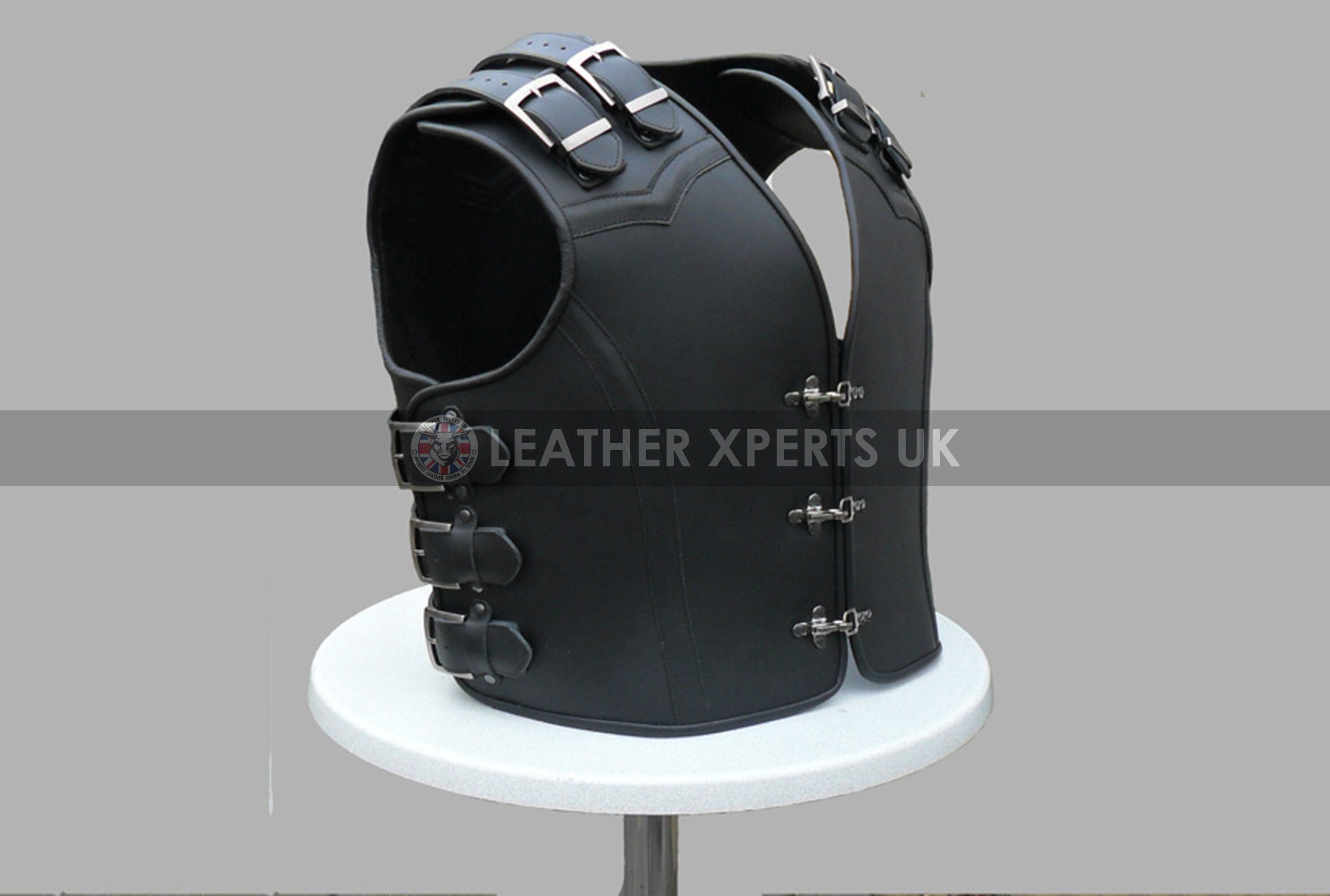 Image of Mens Faux Leather Gothic Vest - Hand Made Steampunk Motorbike Gift For Him Crafted Pu Biker