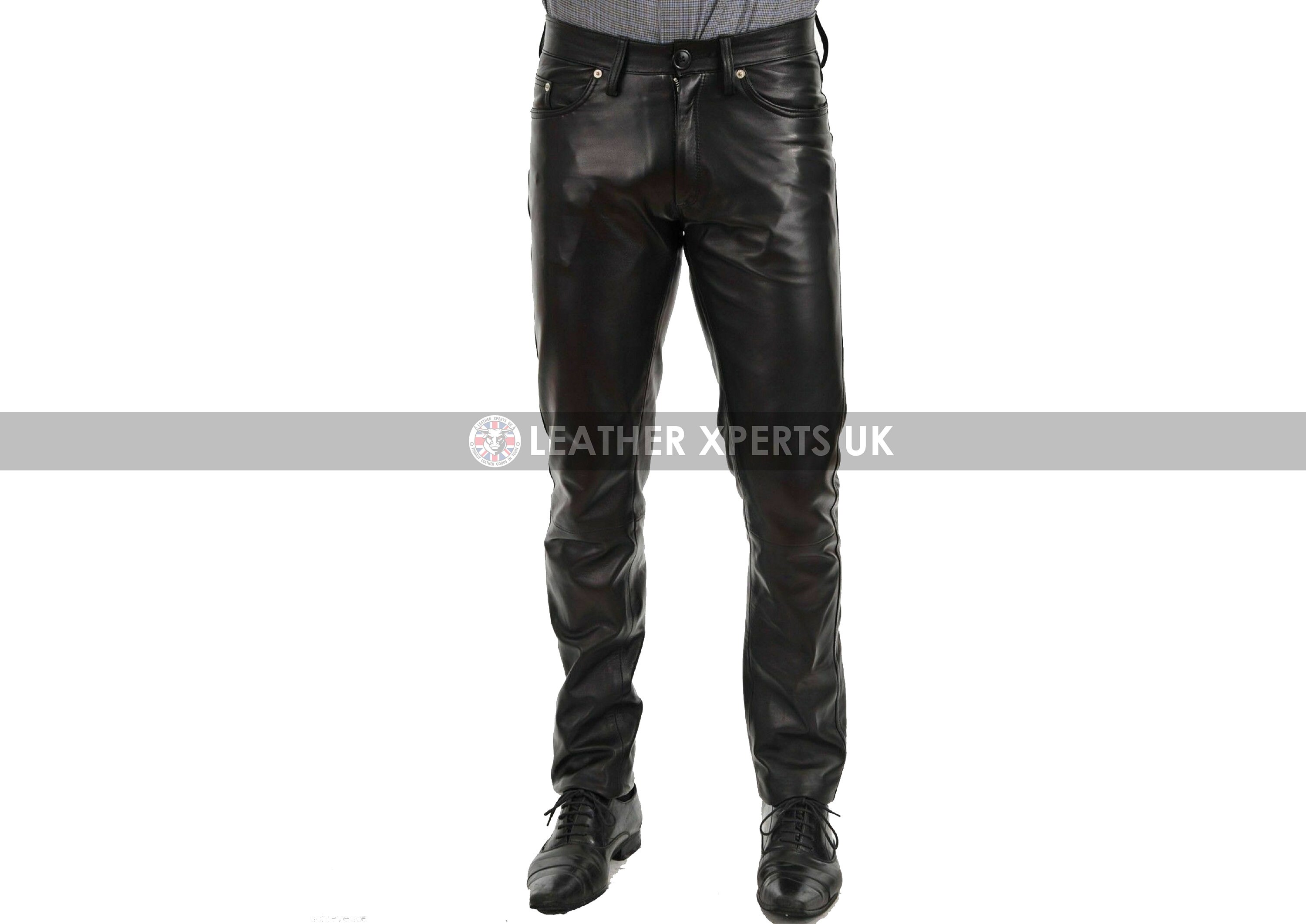 Image of Mens Pu Leather Motorcycle Pants - Handmade Formal Trouser Gift Hand Crafted Biker Trouser Faux