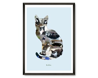 Collage de fotos personalizado de gato, regalo para el dueño de la mascota o gatito.
