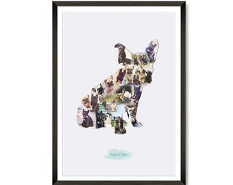 Dog Custom French Bulldog Frenchie Photo Collage Gift Pet Dog Owner Present