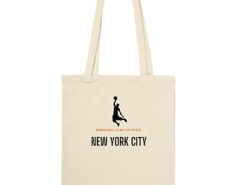 NYC Basketball Canvas Tote Bag: Urban Streetwear Carryall