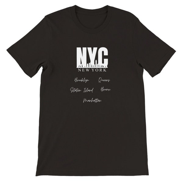 NYC 5 Boroughs, NY T-shirts, gift NYC T-shirt, New York Souvenir, Street Art Fashion, Premium Unisex Crewneck T-shirt