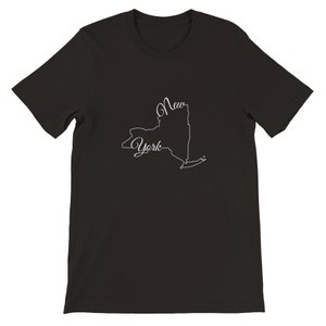 NY State Karte, NY T-Shirts, Geschenk NYC T-Shirt, New York Souvenir, Street Art Fashion, Premium Unisex Crewneck T-Shirt