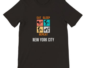 Maglietta da bicicletta NYC Eat Sleep Repeat: maglietta souvenir di New York