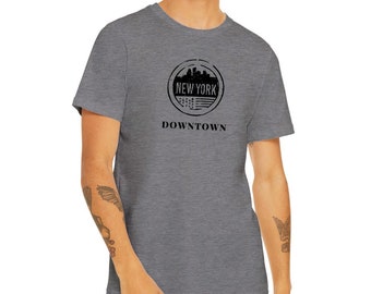 Maglietta Premium New York City Downtown Maglietta - Maglietta New York City - Maglietta Skyline della città - Maglietta Downtown Vibes - Souvenir di New York.