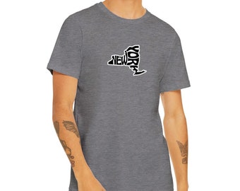 New York State Map T-Shirt: Urban Street Art Souvenir