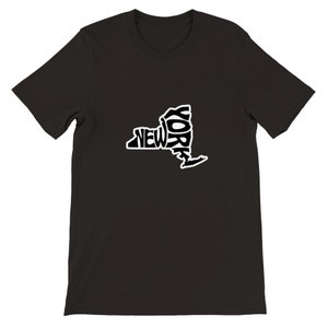 NY State Karte, NY T-Shirts, Geschenk NYC T-Shirt, New York Souvenir, Street Art Fashion, State Premium Unisex Crewneck T-Shirt