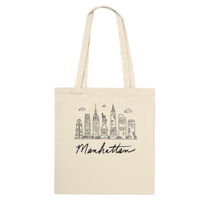 NYC Skyline Canvas Tote Bag: Manhattan Souvenir