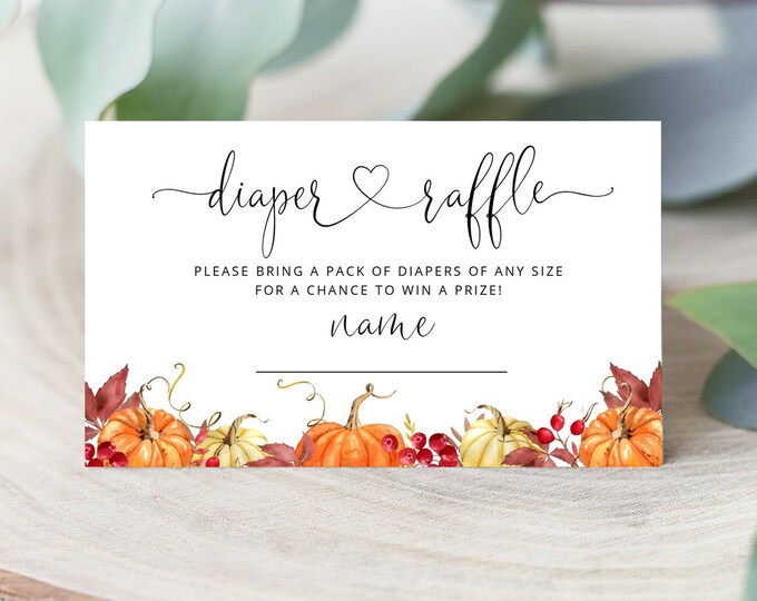 Pumpkin diaper raffle ticket. Fall Baby shower diaper raffle. Gender Neutral diaper raffle ticket. Pumpkin baby shower  Instant Download #p1