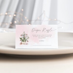 Rosa Winterwindel-Tombola. Weihnachtsbaum Windel Tombola Los. Mädchen Windel Tombola Los. Sofort Download #ad7