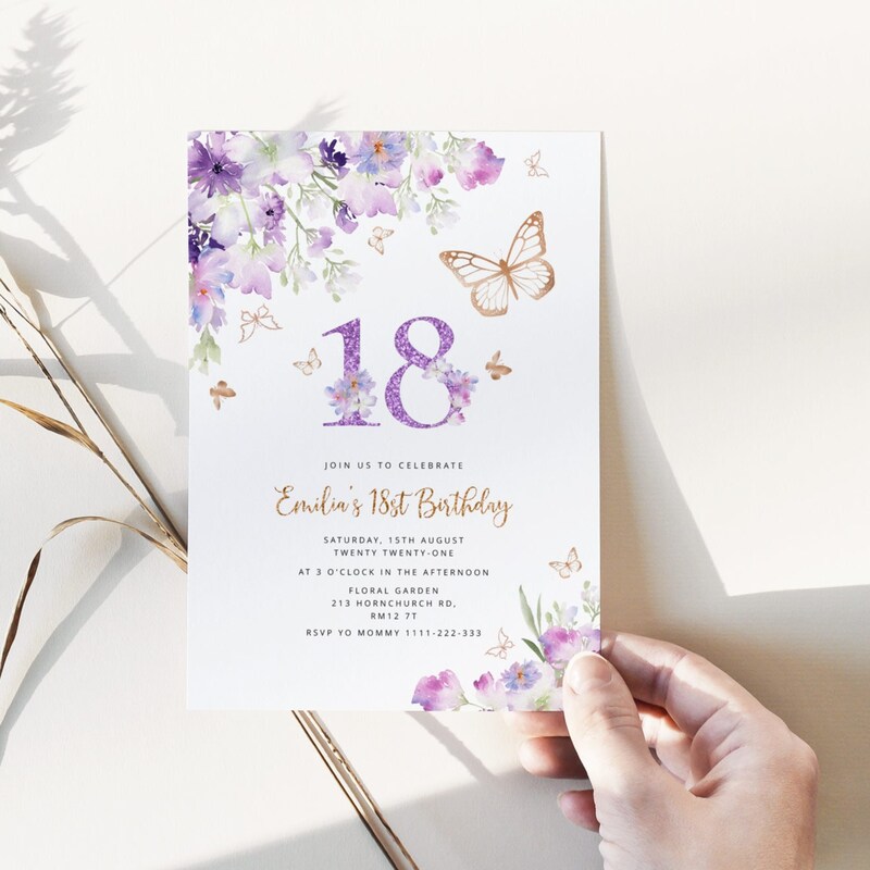 Butterfly 18th Birthday Invitation - Etsy