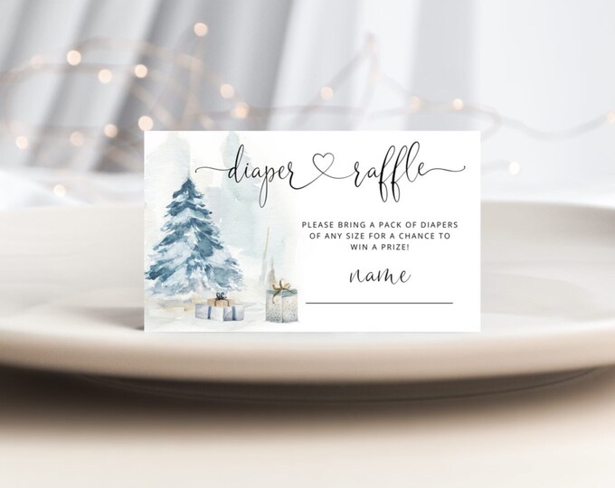 Diaper raffle ticket. Winter diaper raffle ticket. Winter diaper game card Instant Download #ad4