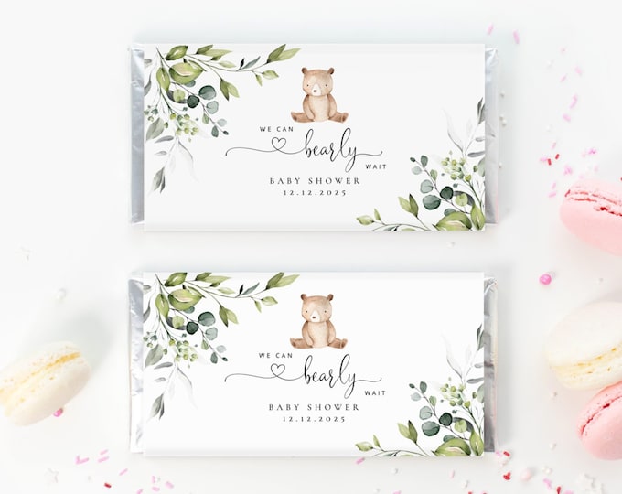 Eucalyptis bear Chocolate Bar Wrapper Template. Printable Candy Bar Wrapper. Corjl editable template #w5