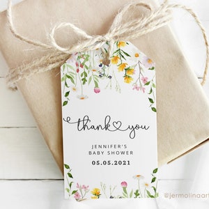 Wildflowers Favor Tag Template: Minimalist Wedding Thank You (Editable) #wl1