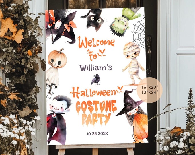 Halloween Costume party welcome sign. Editable Calling all monsters welcome sign template Spooktacular birthday welcome sign template #hp1