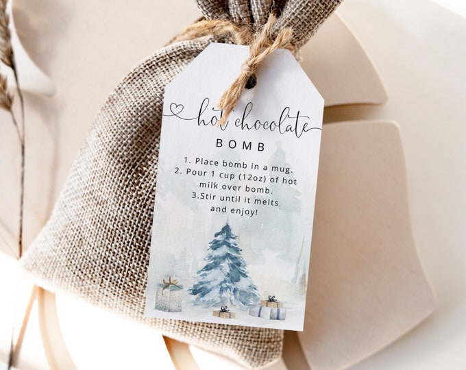Editable Hot Chocolate bomb tag. Christmas Hot chocolate Bomb Tag. Hot Cocoa Bomb.  #ad4